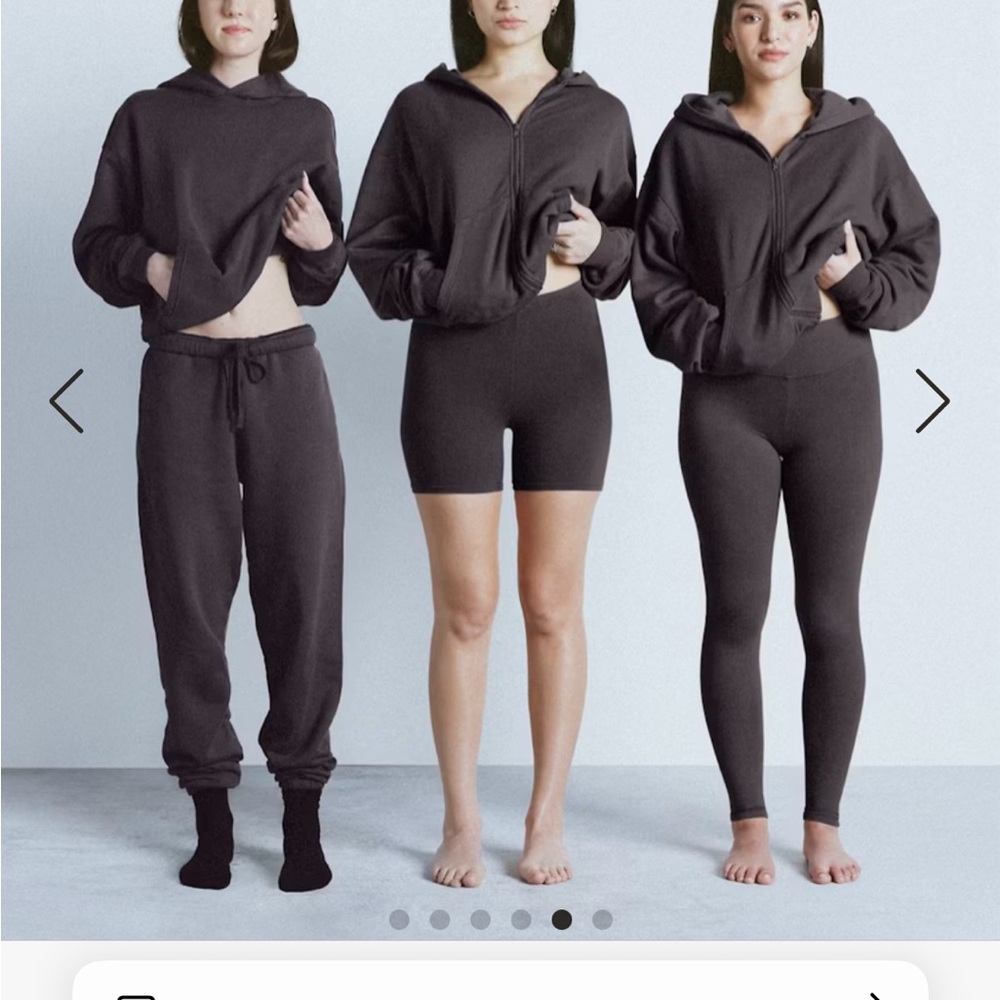 SKIMS Charcoal Lounge Zip Hoodie and Bottoms Set